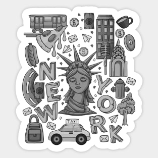 New York City Grey Doodle Sticker